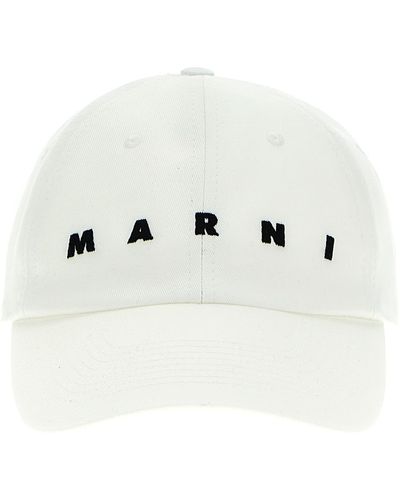 Marni Logo Embroidery Cap Hats - White