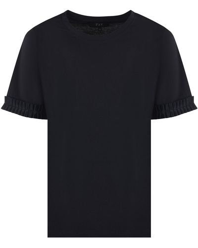 Fay T-shirt In Jersey Di Cotone E Viscosa - Black