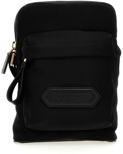 Tom Ford Logo Nylon Crossbody Bag Crossbody Bags - Black