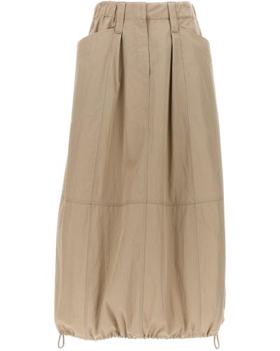 Brunello Cucinelli Drawstring Skirt At The Hem Skirts - Natural