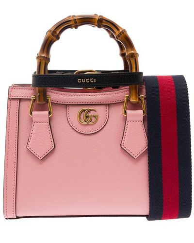 Gucci Diana Mini Shopping Bag With Bamboo Handles And Double G Detail - Pink