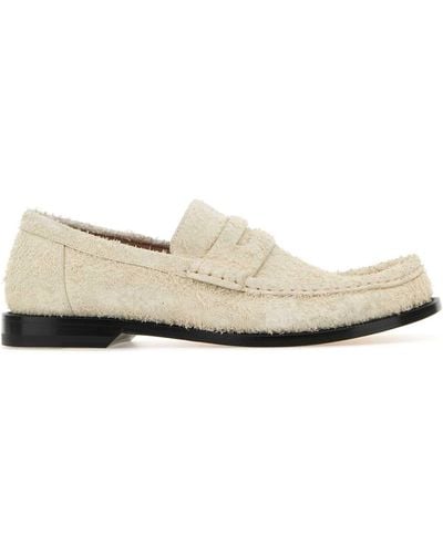 Loewe Ivory Suede Campo Loafers - White