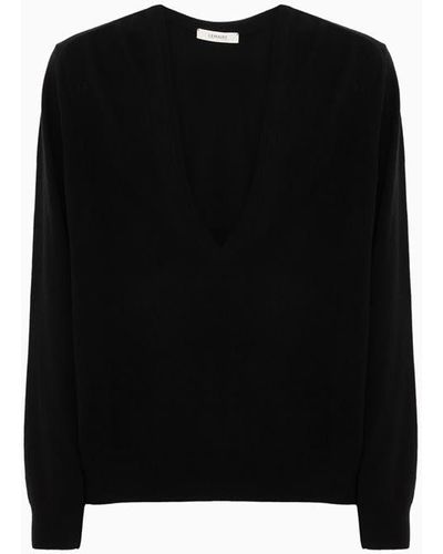 Lemaire Scollo A V Sweater - Black