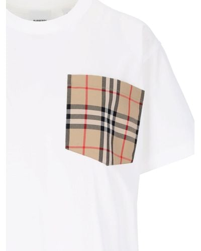 Burberry Check Pocket Detail T-Shirt - White