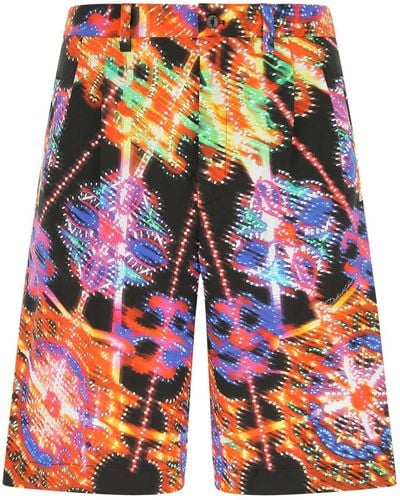 Dolce & Gabbana Printed Stretch Cotton Bermuda Shorts - Multicolor