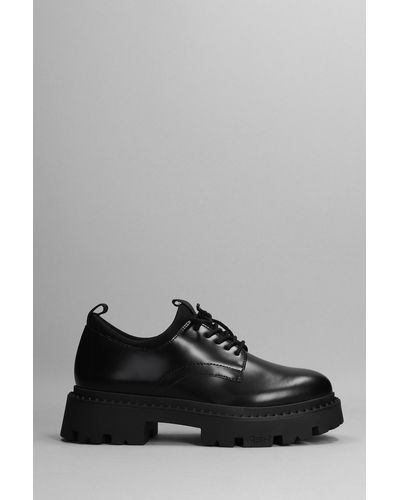 Ash Giant Lace Up Shoes In Black Leather - Grey