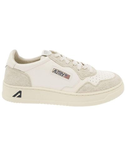 Autry Medalist And Low Top Trainers With Logo Detail - Natural