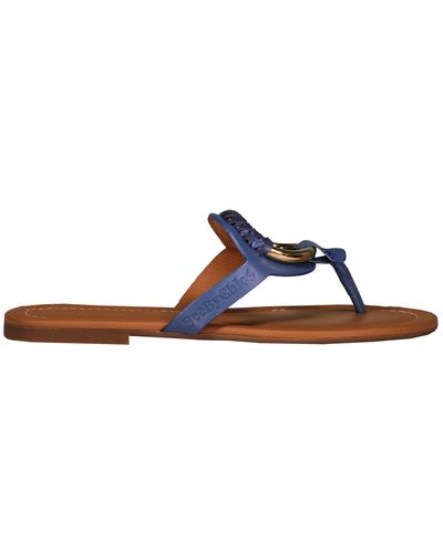 See By Chloé Leather Thong-Sandals - Blue