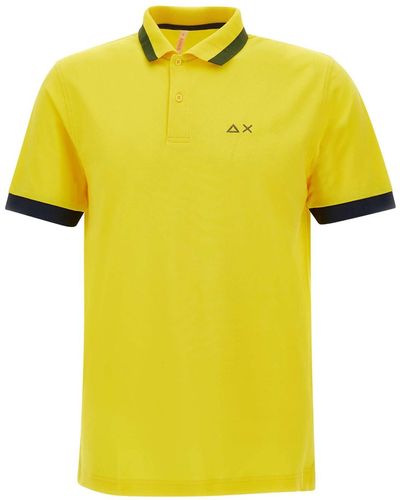Sun 68 Big Stripe Cotton Polo Shirt - Yellow
