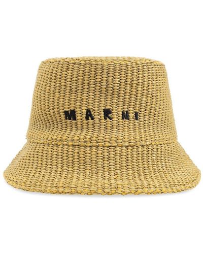 Marni Bucket Hat With Logo, - Natural