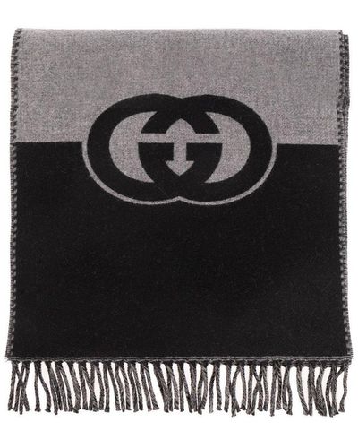 Gucci Interlocking G Intarsia Scarf - Black