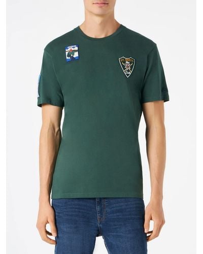 Mc2 Saint Barth Forest T-Shirt With Patches - Green
