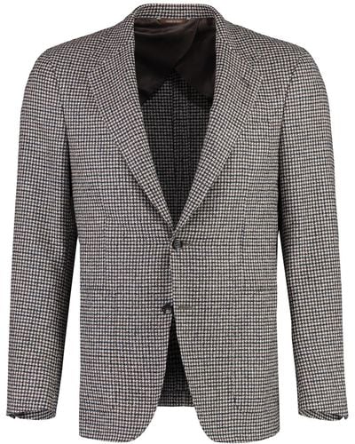Canali Houndstooth Wool Blazer - Grey