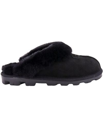 UGG Coquette Sheepskin Mule Slippers - Black