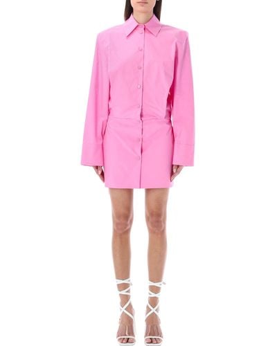 The Attico Margot Mini Shirt Dress - Pink