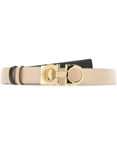 Ferragamo Skin Leather Reversible Belt - White