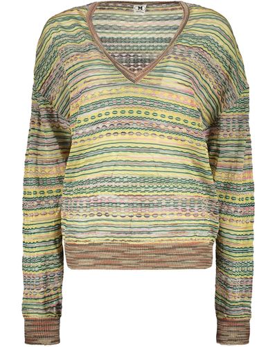 M Missoni Sweater With V-Neck - Green