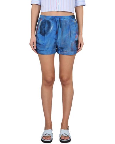 Marni Shorts With Hole Print - Blue