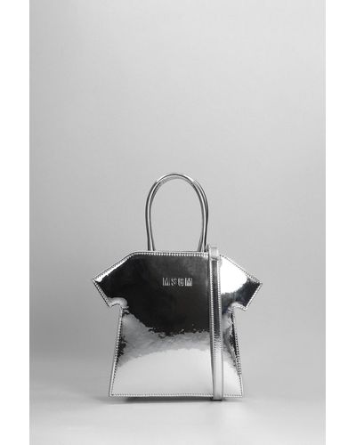 MSGM Hand Bag In Silver Polyester - Gray