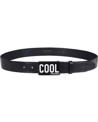 DSquared² Cool-plaque Leather Belt - Black