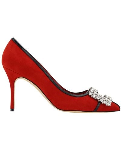 Manolo Blahnik Tuberian 90 Suede Court Shoes - Red