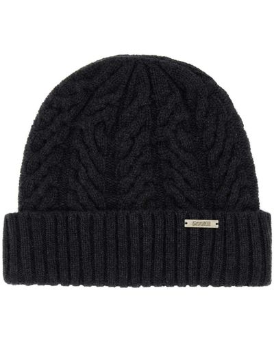Moorer Charcoal Cashmere Beanie Hat - Blue