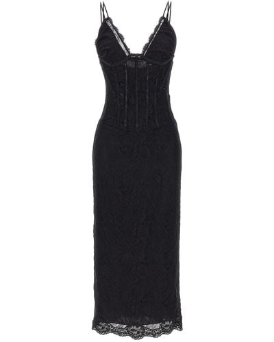 Dolce & Gabbana Lace Longuette Dress - Black