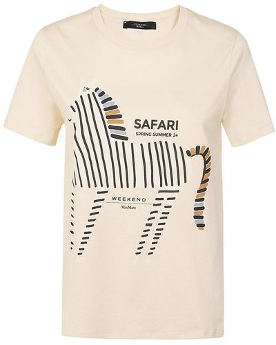 Weekend by Maxmara Logo Printed Crewneck T-shirt - Natural