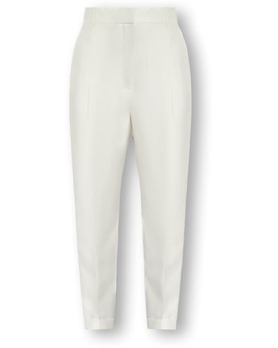 Alexander McQueen Pleat-Front Trousers - White