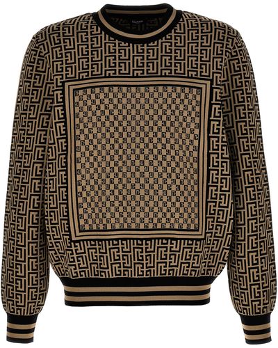 Balmain Mini Monogram Sweater, Cardigans - Gray