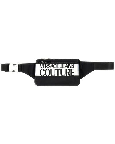 Versace Logo Printed Zipped Belt Bag - White