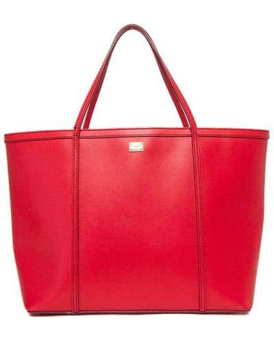 Dolce & Gabbana Leather Tote Bag - Red