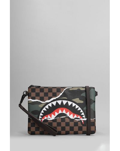 Sprayground Clutch In Brown Pvc - Gray