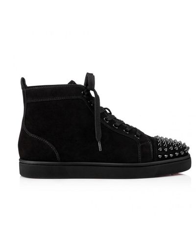 Christian Louboutin High-top Sneakers In Suede With Spikes - Black