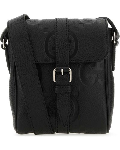 Gucci Leather Small Jumbo Gg Crossbody Bag - Black