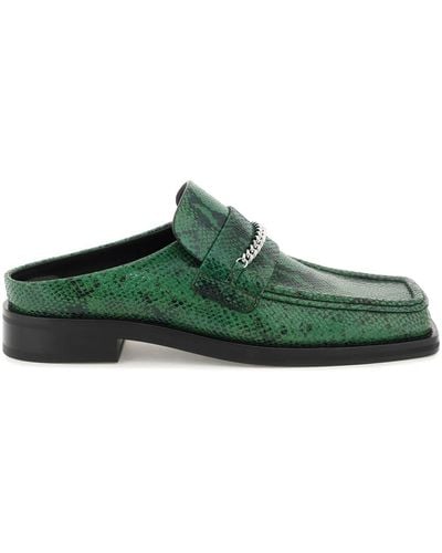 Martine Rose Piton-embossed Leather Loafers Mules - Green