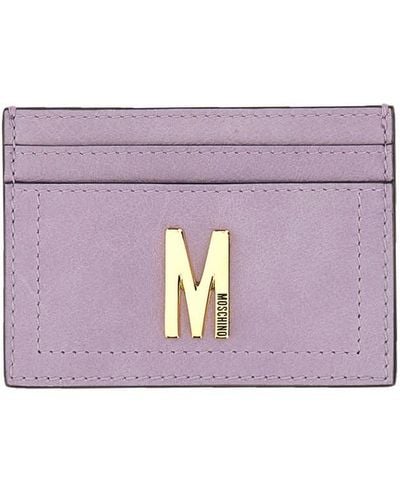 Moschino Card Holder With Gold Plaque - Purple