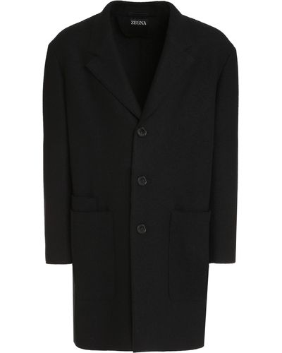 Zegna Single-breasted Wool Coat - Black