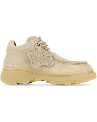 Burberry Sand Suede Creeper Lace-Up Shoes - Natural