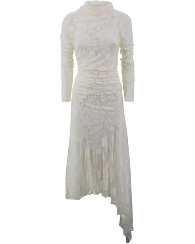 Philosophy Di Lorenzo Serafini Floral-Appliqué Asymmetric Maxi Dress - White