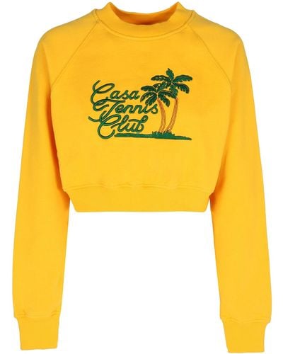 Casablancabrand Logo Detail Cotton Sweatshirt - Yellow