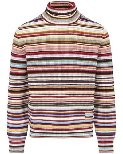 Paul Smith 'signature Stripe' Turtleneck Sweater - Red