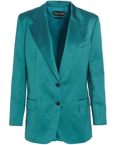Tom Ford Viscose And Linen Blazer Jacket - Green