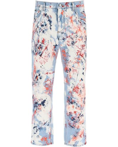 Dolce & Gabbana Marbled Print Jeans - Multicolor