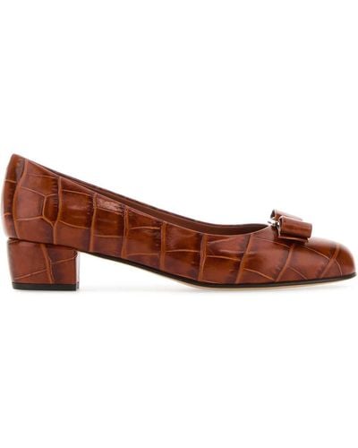 Ferragamo Leather Vara Court Shoes - Brown