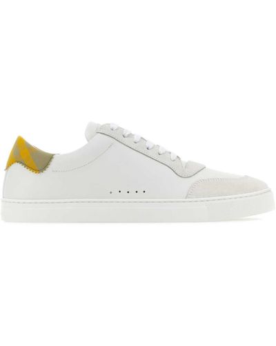 Burberry Leather Check Trainers - White