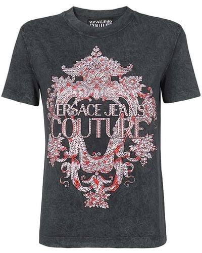 Versace Logo Cotton T-Shirt - Black