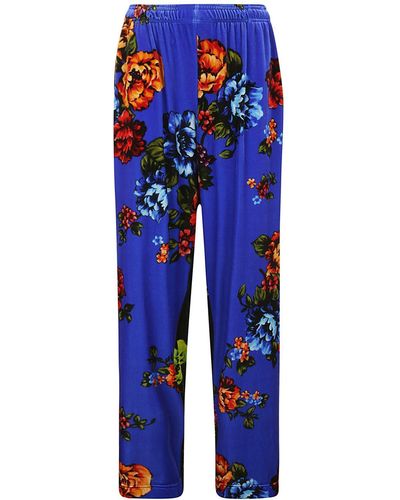 Vetements Floral Print Paneled Pants - Blue