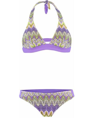 Mc2 Saint Barth Chevron Lilac Knitted Triangle Bikini - Purple