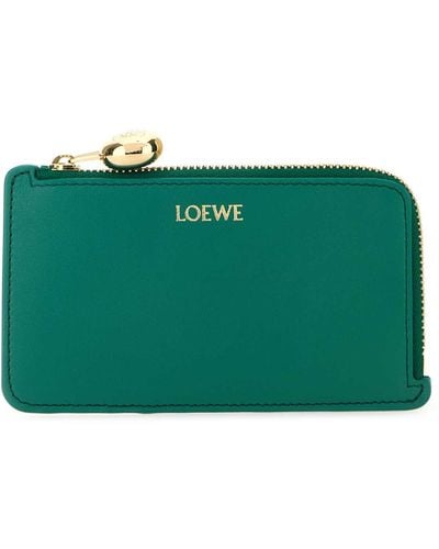 Loewe Emerald Leather Card Holder - Green